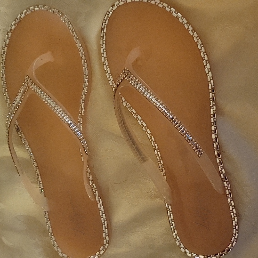 Chic Tan Rhinestone Sandals - Picture 2 of 4